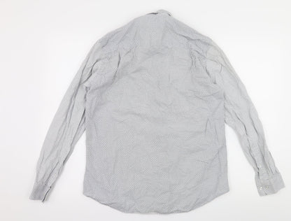 Taylor & Wright Mens White Polka Dot   Button-Up Size 15.5