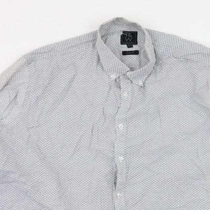 Taylor & Wright Mens White Polka Dot   Button-Up Size 15.5