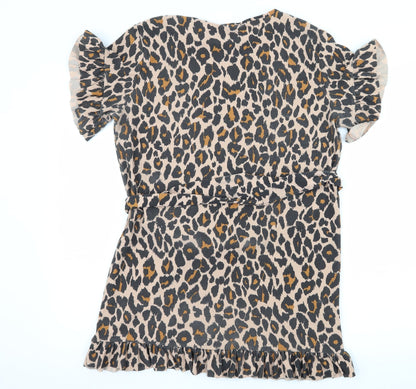 I SAW IT FIRST Womens Brown Animal Print Jersey T-Shirt Dress  Size 8