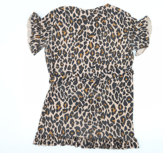 I SAW IT FIRST Womens Brown Animal Print Jersey T-Shirt Dress  Size 8