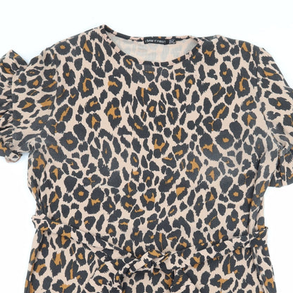 I SAW IT FIRST Womens Brown Animal Print Jersey T-Shirt Dress  Size 8