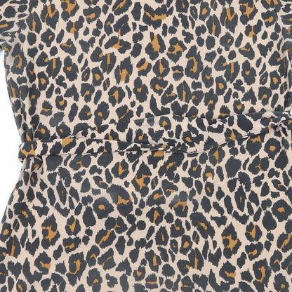I SAW IT FIRST Womens Brown Animal Print Jersey T-Shirt Dress  Size 8