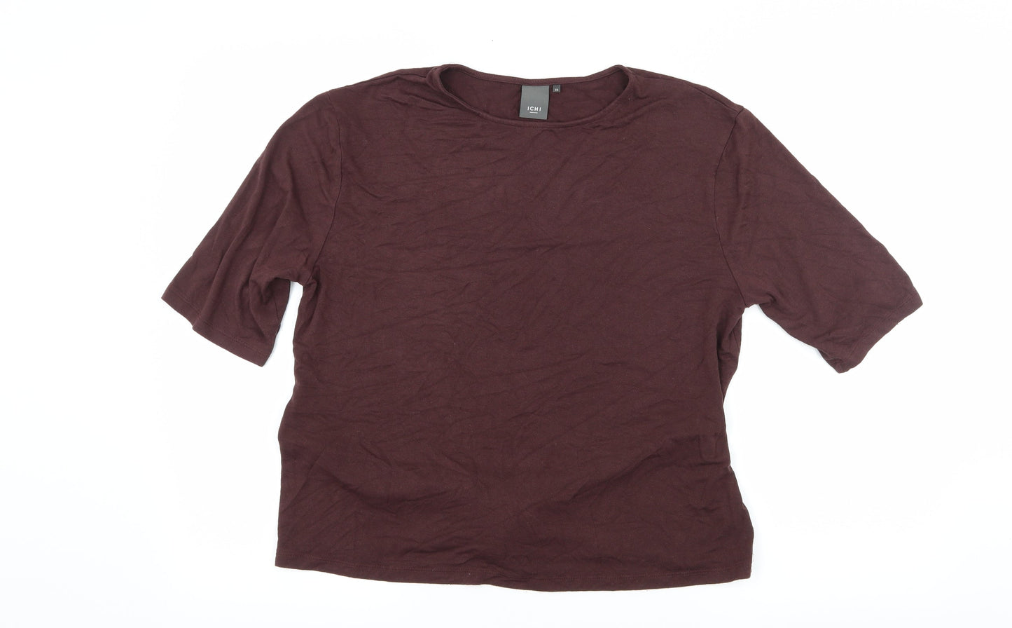 Womens UK Size XS ICHI Brown Basic T-Shirt
