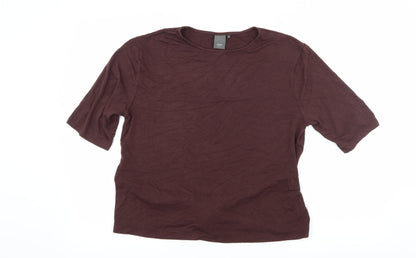 Womens UK Size XS ICHI Brown Basic T-Shirt