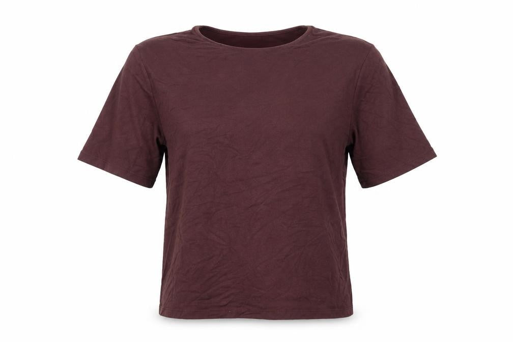 Womens UK Size XS ICHI Brown Basic T-Shirt