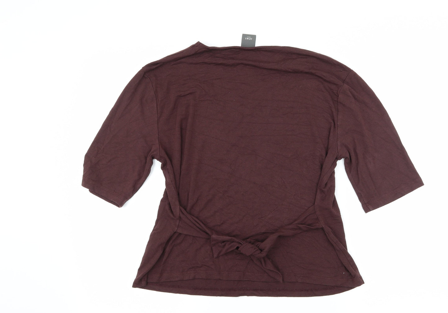 Womens UK Size XS ICHI Brown Basic T-Shirt