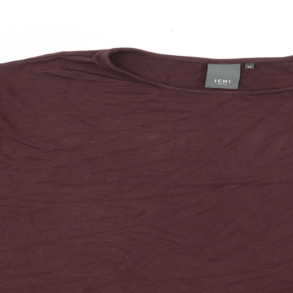Womens UK Size XS ICHI Brown Basic T-Shirt