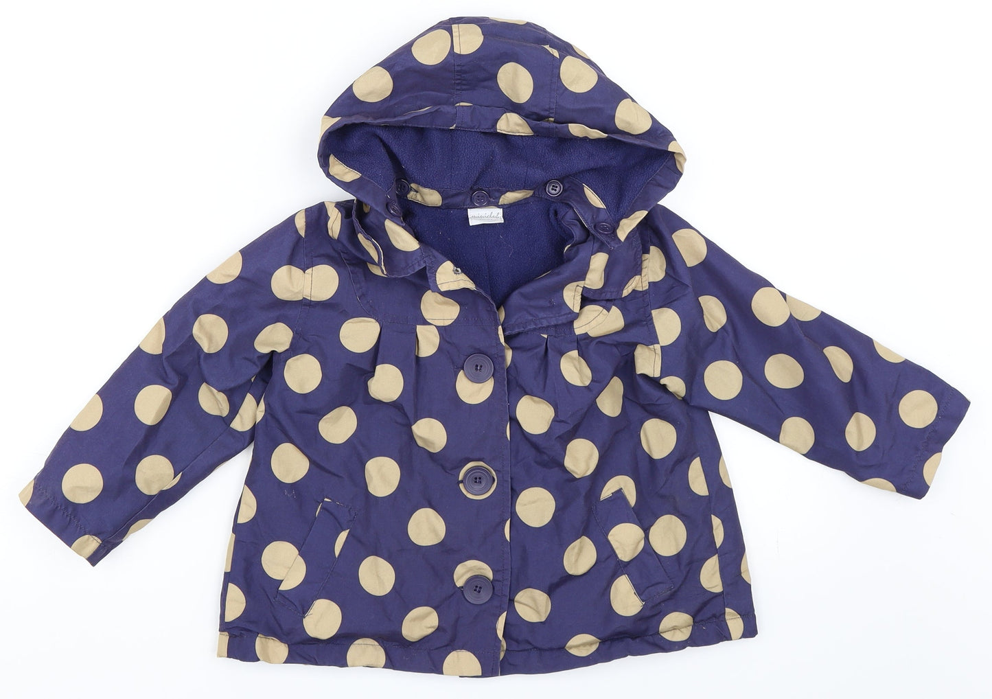 Mini Club Girls Blue Polka Dot  Basic Coat Coat Size 3-4 Years