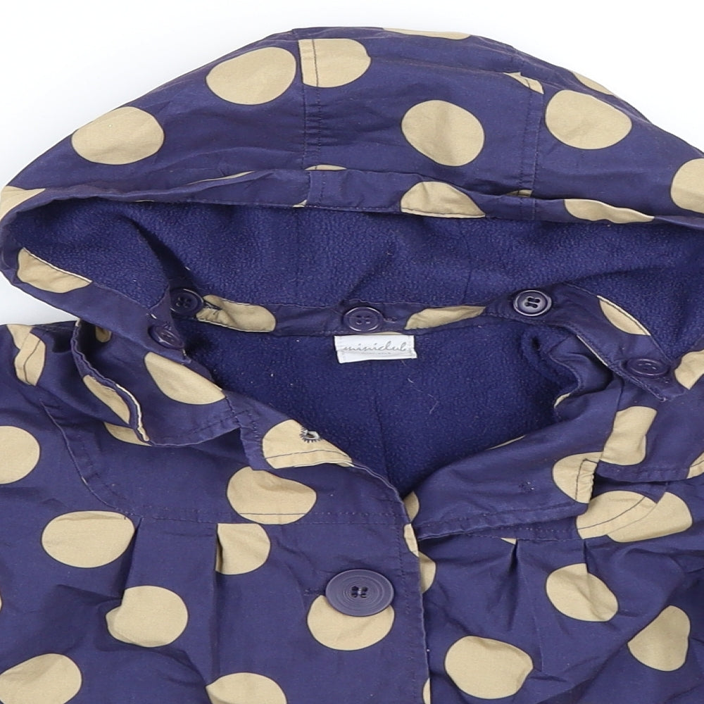 Mini Club Girls Blue Polka Dot  Basic Coat Coat Size 3-4 Years
