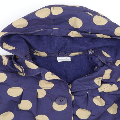 Mini Club Girls Blue Polka Dot  Basic Coat Coat Size 3-4 Years