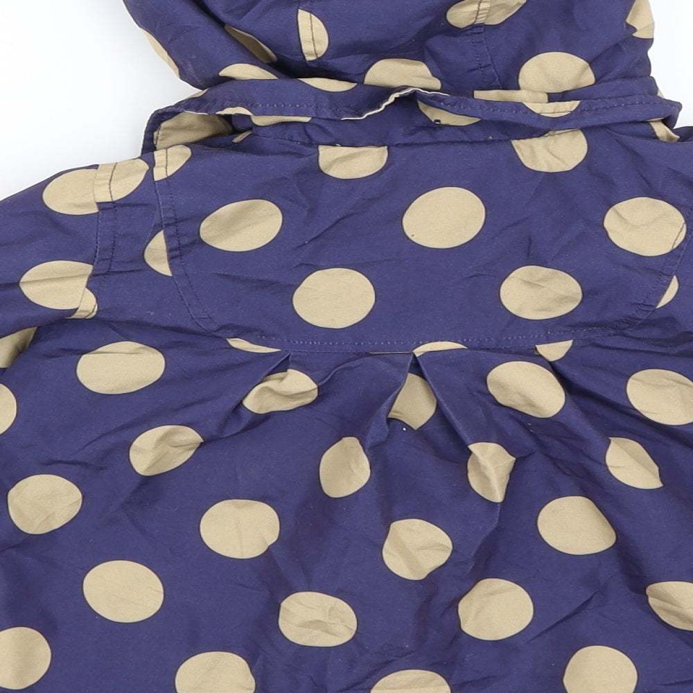 Mini Club Girls Blue Polka Dot  Basic Coat Coat Size 3-4 Years
