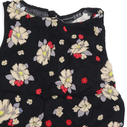 Primark Womens Black Floral  Basic Blouse Size 8