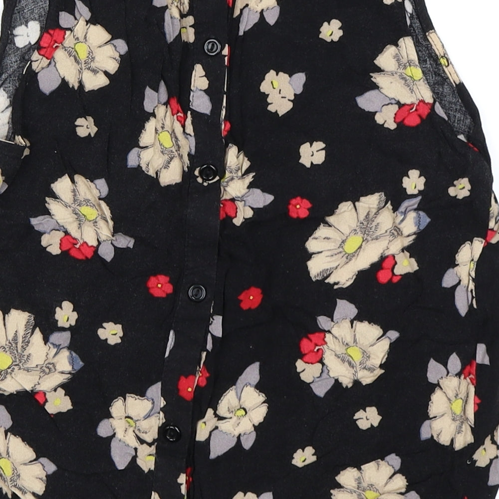 Primark Womens Black Floral  Basic Blouse Size 8