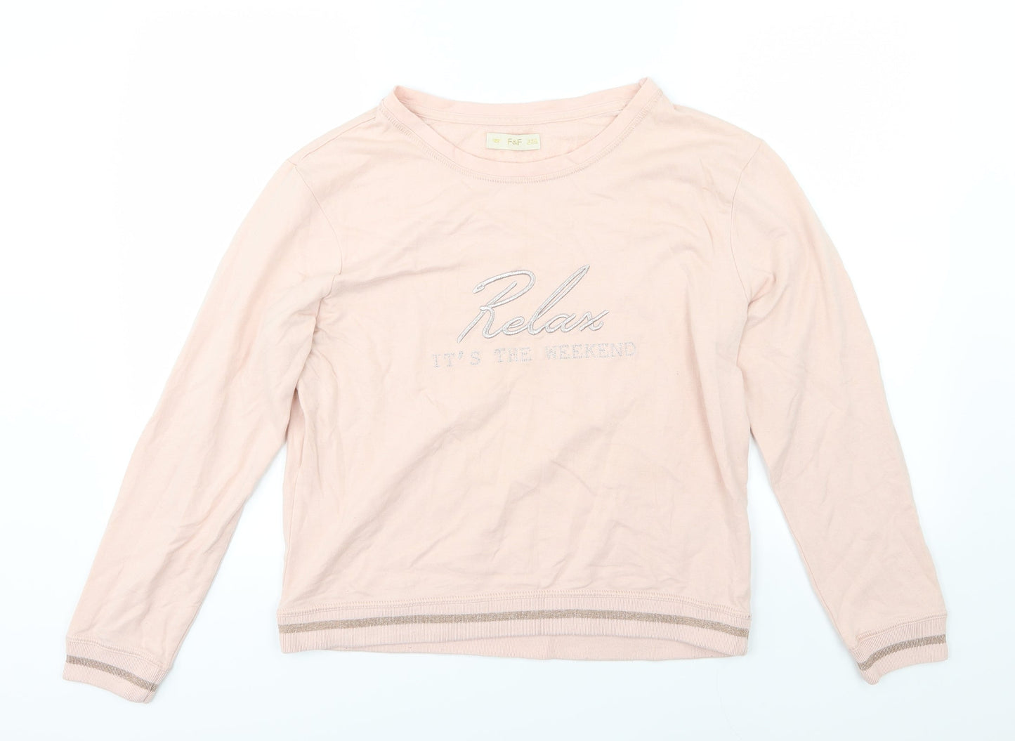 F&F Womens Pink  Jersey Pullover Sweatshirt Size 12  - Relax