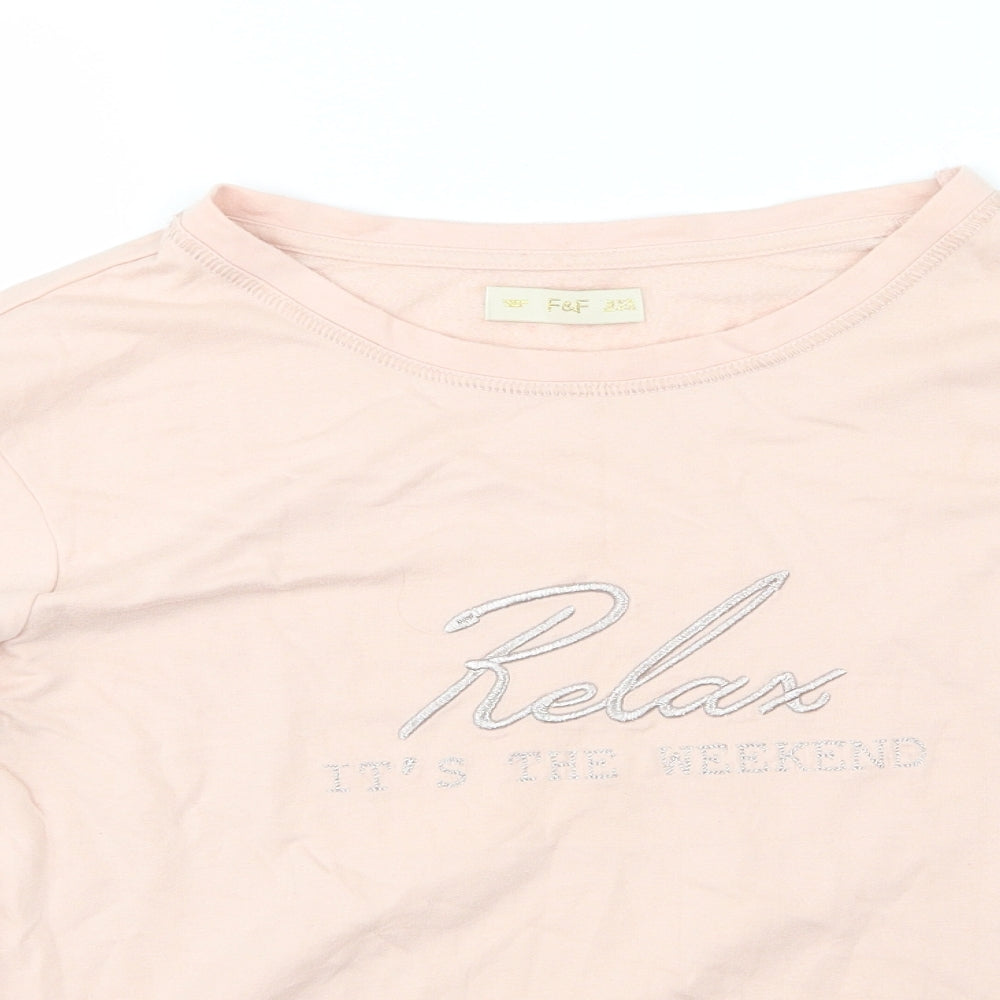 F&F Womens Pink  Jersey Pullover Sweatshirt Size 12  - Relax
