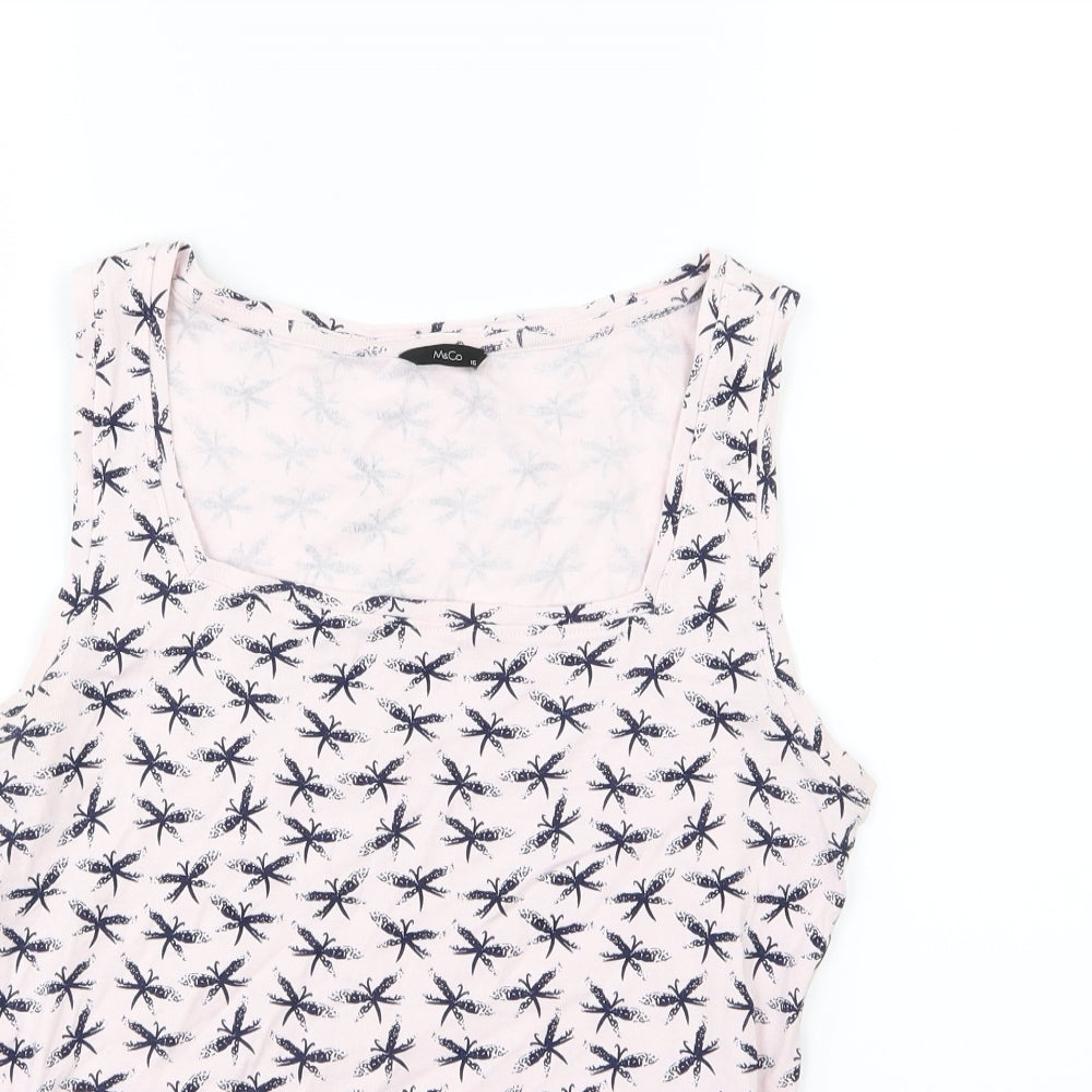 M&Co Womens Pink  Jersey Basic T-Shirt Size 16