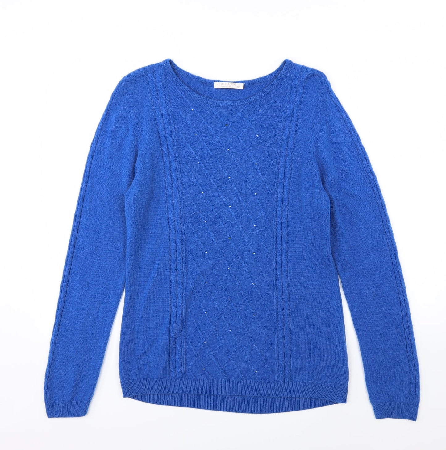 Anna Rose Womens Blue Argyle/Diamond Knit Pullover Jumper Size XL