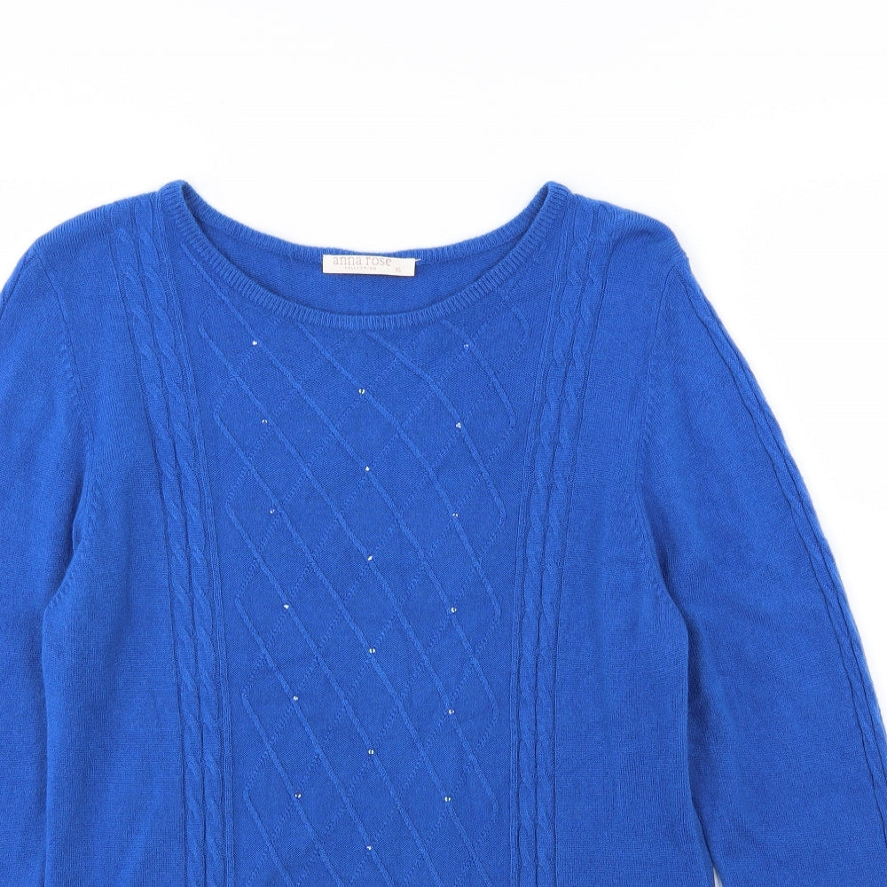 Anna Rose Womens Blue Argyle/Diamond Knit Pullover Jumper Size XL