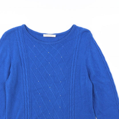 Anna Rose Womens Blue Argyle/Diamond Knit Pullover Jumper Size XL