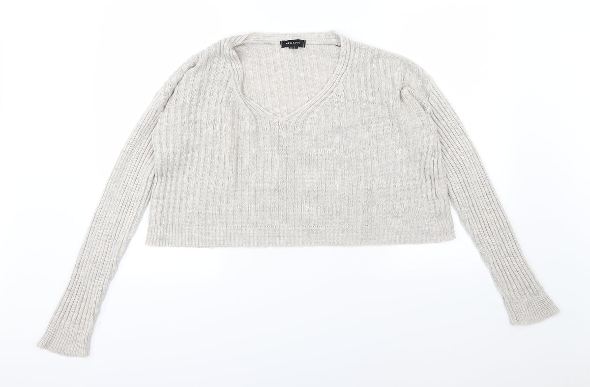 New Look Womens Grey  Knit Pullover Jumper Size S