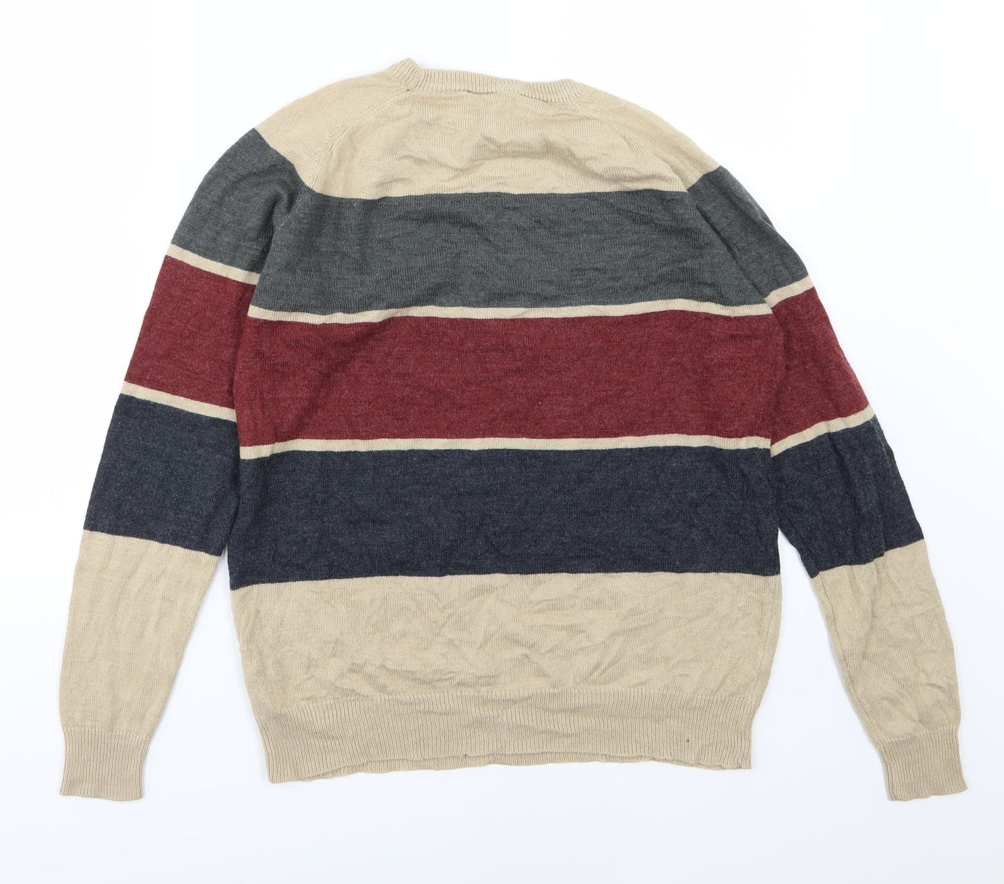 Cedar Wood State Mens Beige Striped Knit Pullover Jumper Size S