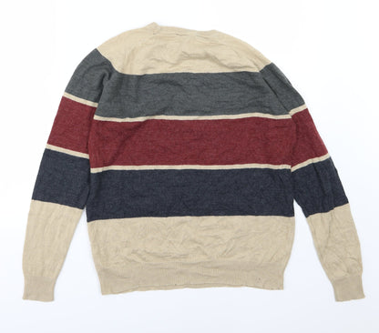 Cedar Wood State Mens Beige Striped Knit Pullover Jumper Size S