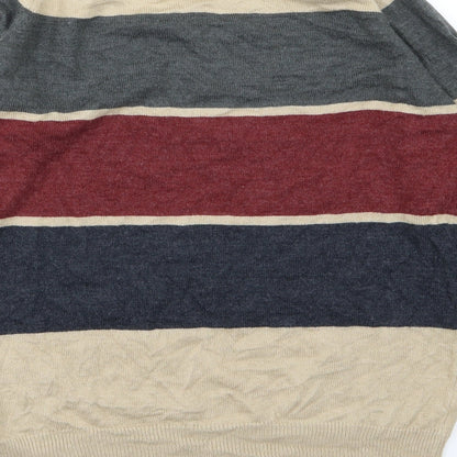 Cedar Wood State Mens Beige Striped Knit Pullover Jumper Size S