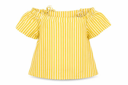 Primark Girls Yellow Striped  Basic Blouse Size 10-11 Years