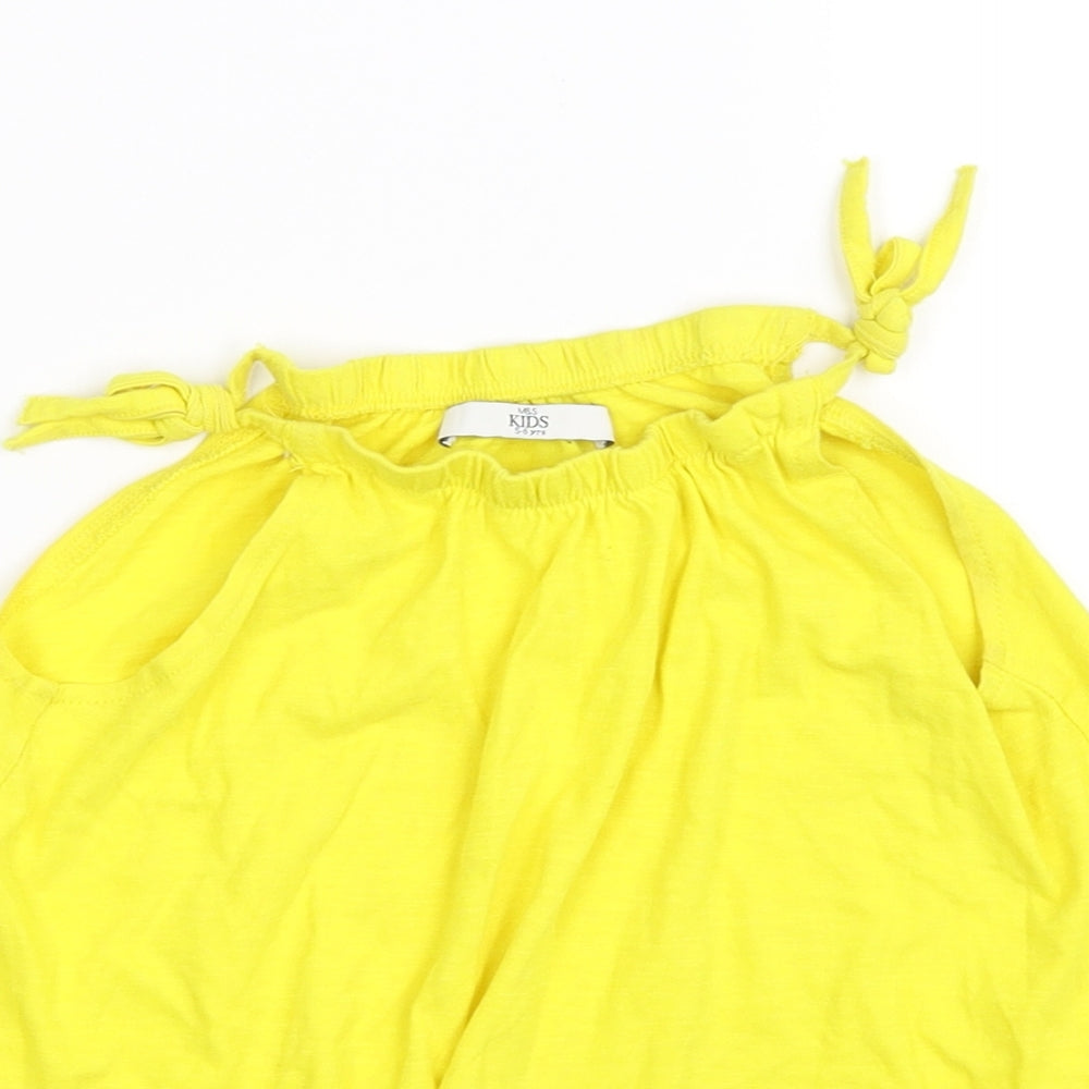 Marks & Spencer  Girls Yellow   Basic T-Shirt Size 5-6 Years