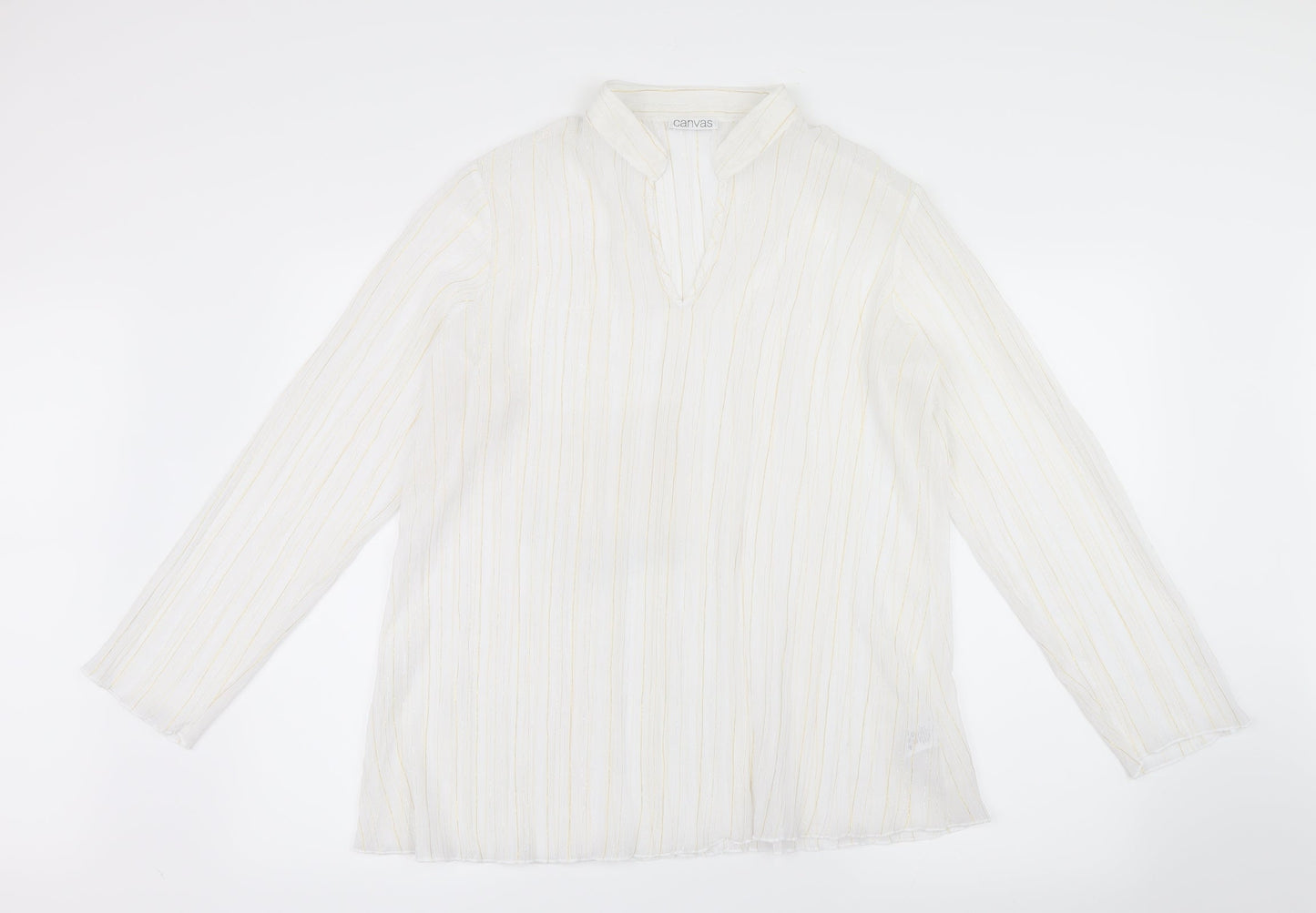 Womens UK Size 16 Canvas White Basic Blouse
