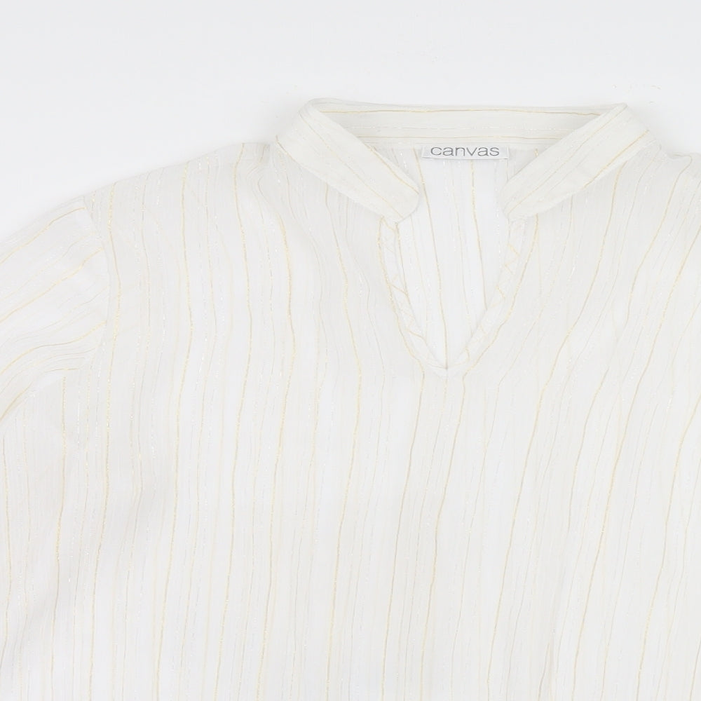 Womens UK Size 16 Canvas White Basic Blouse