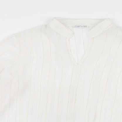 Womens UK Size 16 Canvas White Basic Blouse