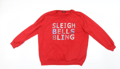 Pep&Co Mens Red  Knit Pullover Jumper Size L  - Christmas