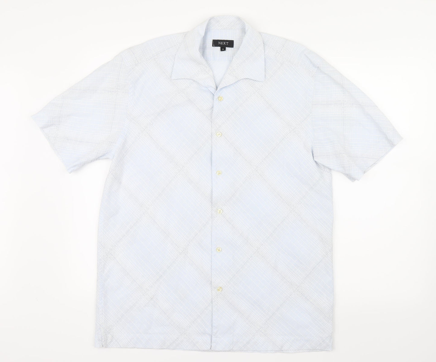 Mens UK Size M NEXT Blue  Button-Up Short Sleeve Casual Shirt