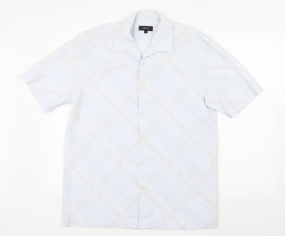 Mens UK Size M NEXT Blue  Button-Up Short Sleeve Casual Shirt