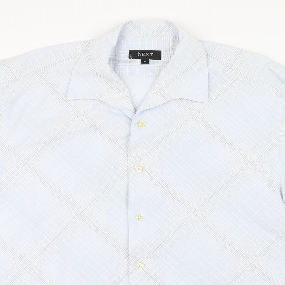 Mens UK Size M NEXT Blue  Button-Up Short Sleeve Casual Shirt