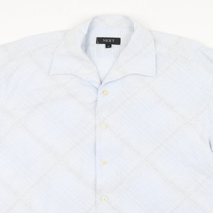 Mens UK Size M NEXT Blue  Button-Up Short Sleeve Casual Shirt