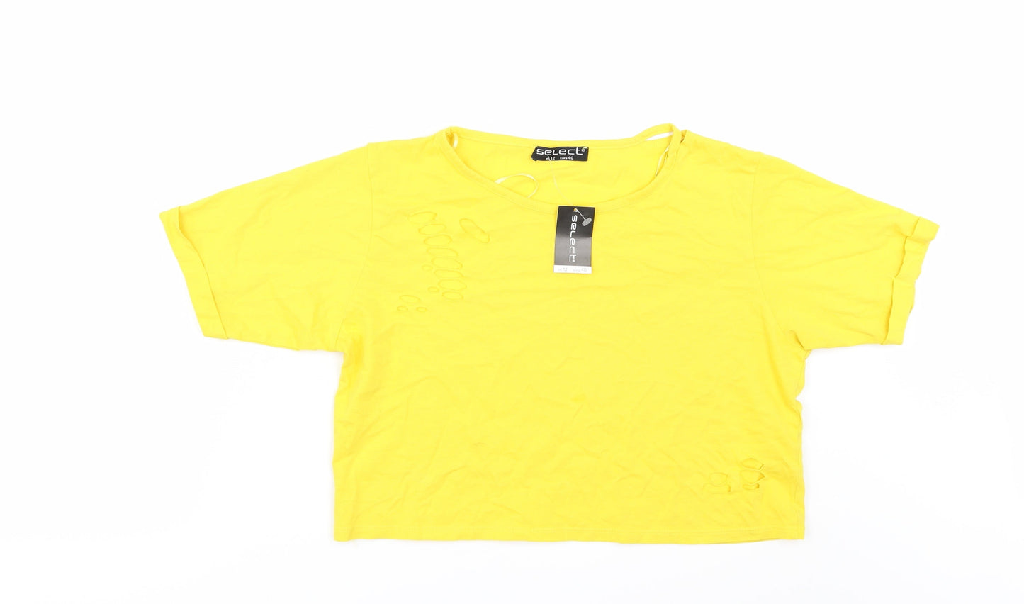 Womens UK Size 12 Select Yellow Basic T-Shirt