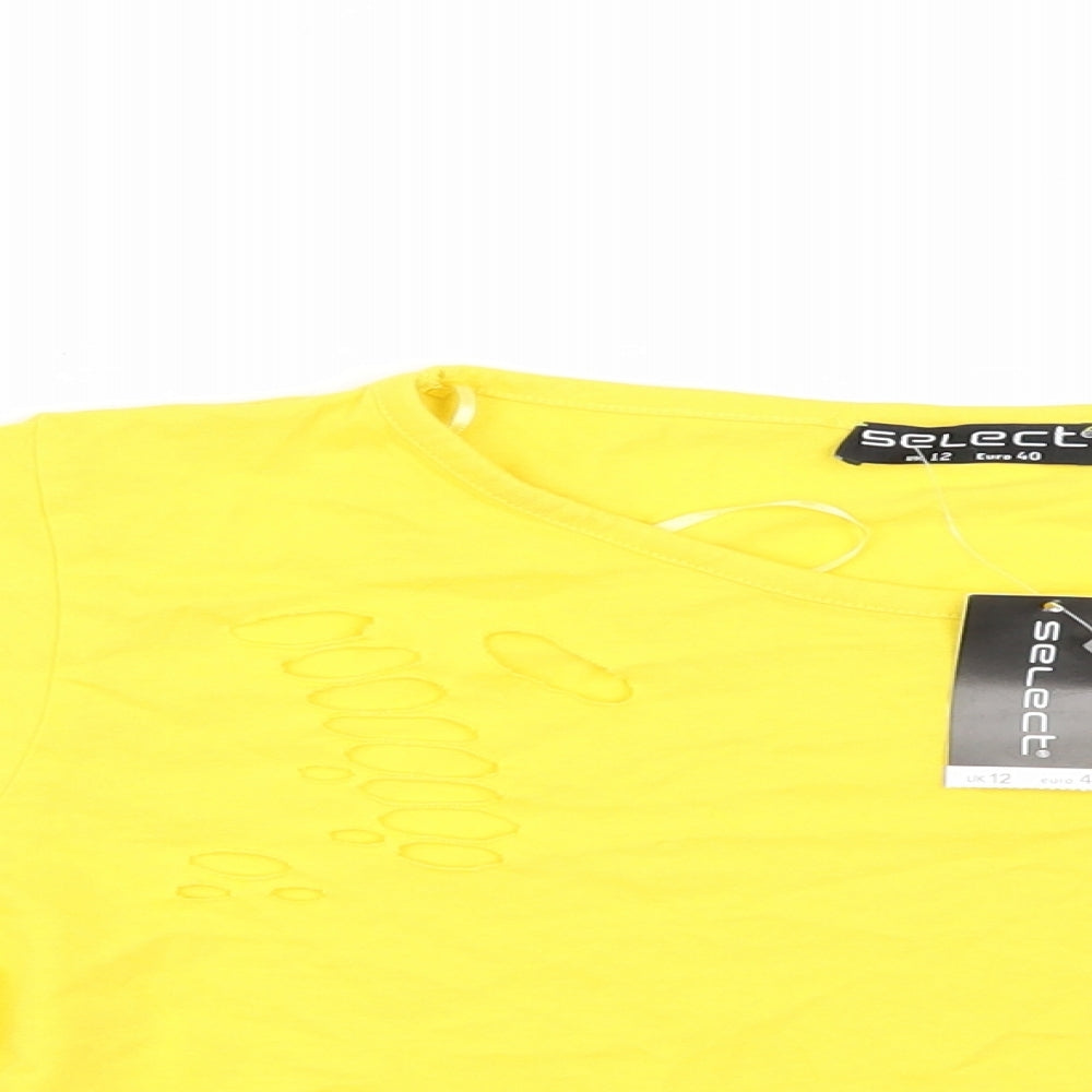 Womens UK Size 12 Select Yellow Basic T-Shirt