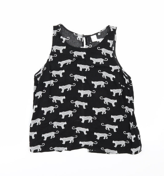 Divided by H&M Womens Black Geometric  Tunic Blouse Size 8