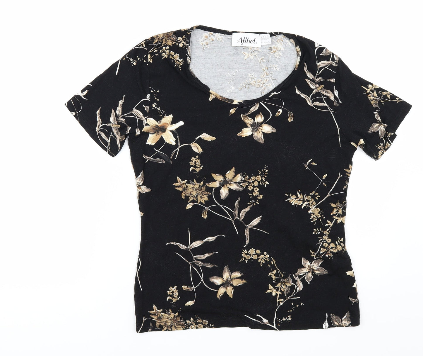 Womens UK Size 12 afibel Black Basic T-Shirt
