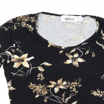 Womens UK Size 12 afibel Black Basic T-Shirt