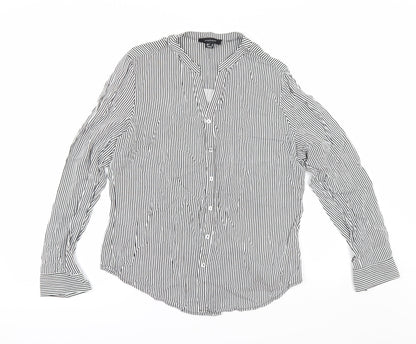 Primark Womens White Striped  Kimono Button-Up Size 16