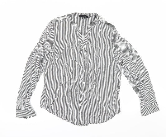 Primark Womens White Striped  Kimono Button-Up Size 16