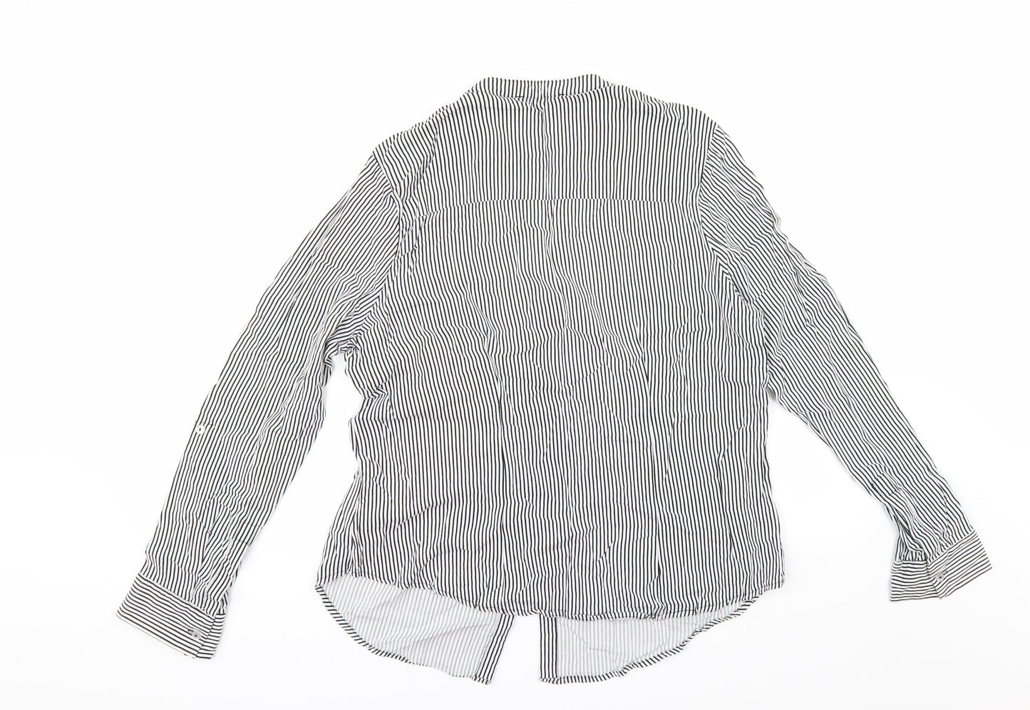 Primark Womens White Striped  Kimono Button-Up Size 16