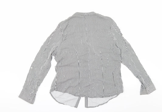 Primark Womens White Striped  Kimono Button-Up Size 16