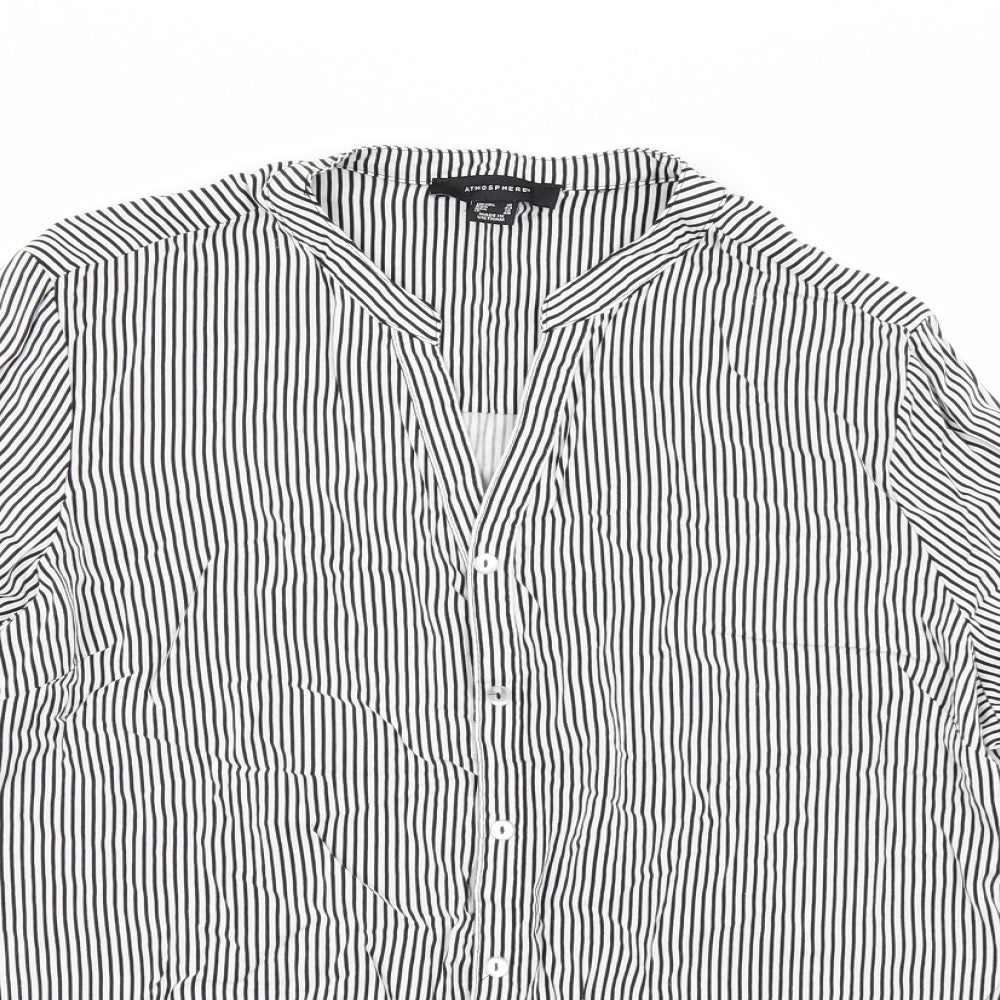 Primark Womens White Striped  Kimono Button-Up Size 16