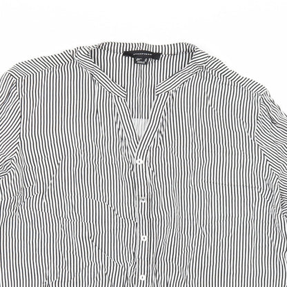 Primark Womens White Striped  Kimono Button-Up Size 16