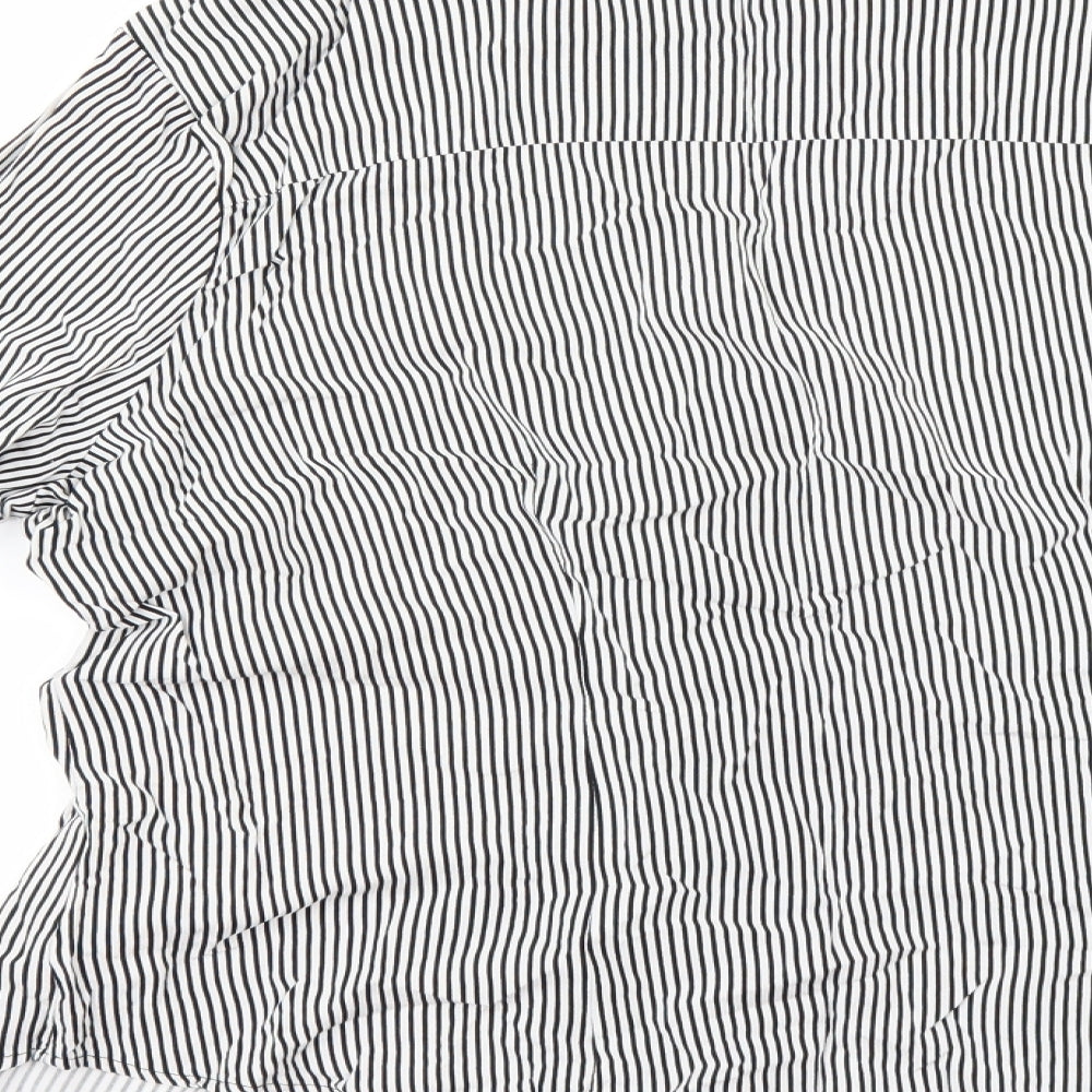 Primark Womens White Striped  Kimono Button-Up Size 16