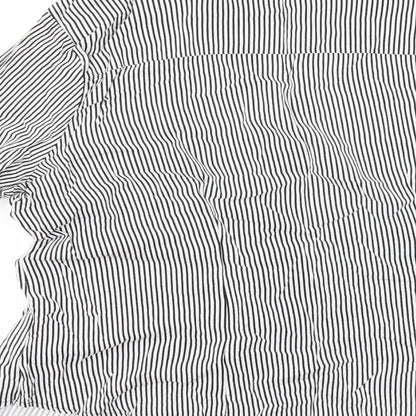 Primark Womens White Striped  Kimono Button-Up Size 16